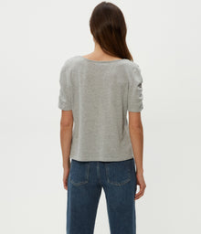 Josie V-Neck Ruched Tee | Heather Grey