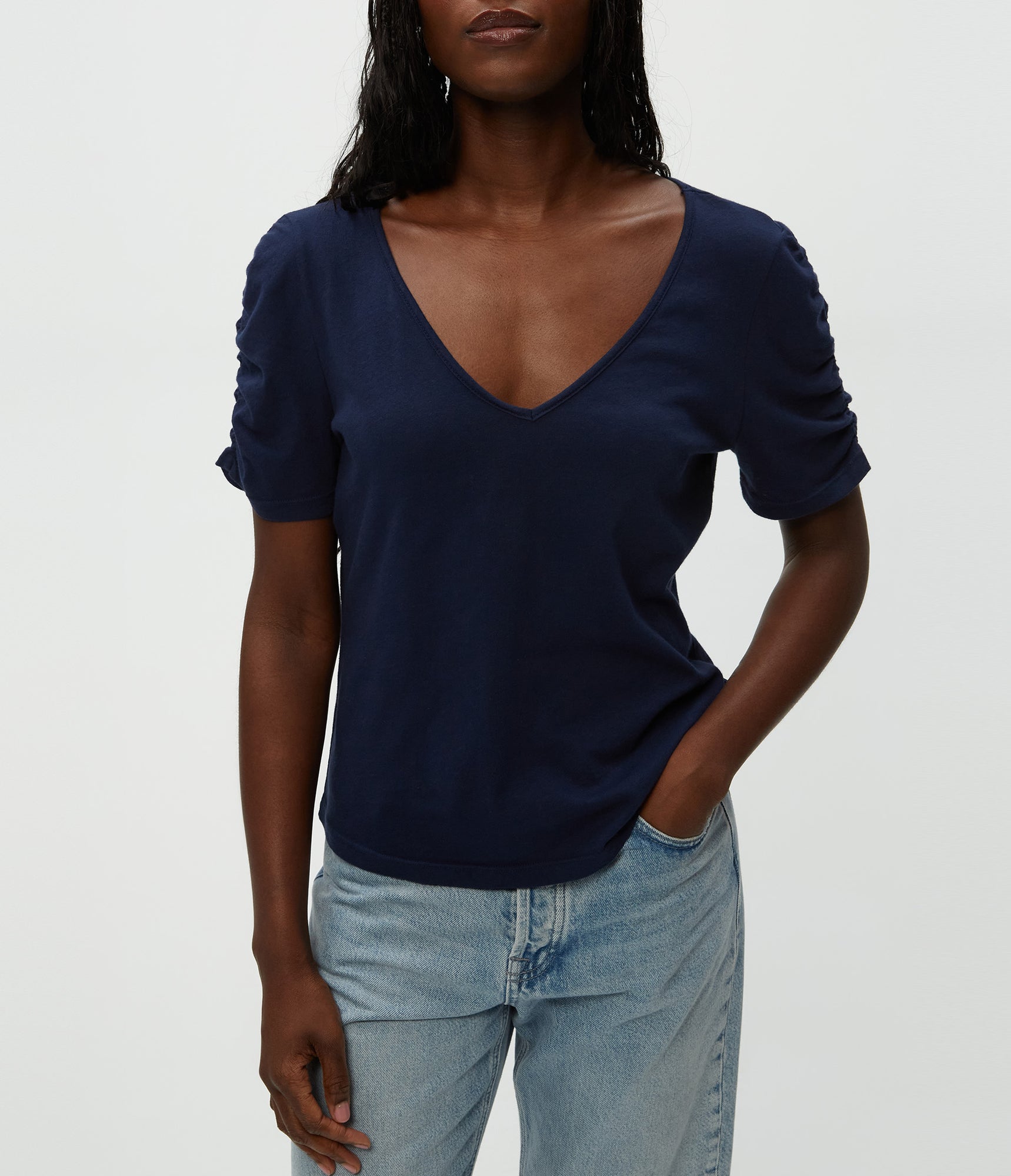 Josie V-Neck Ruched Tee | Nocturnal