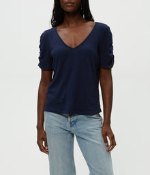 Josie V-Neck Ruched Tee | Nocturnal