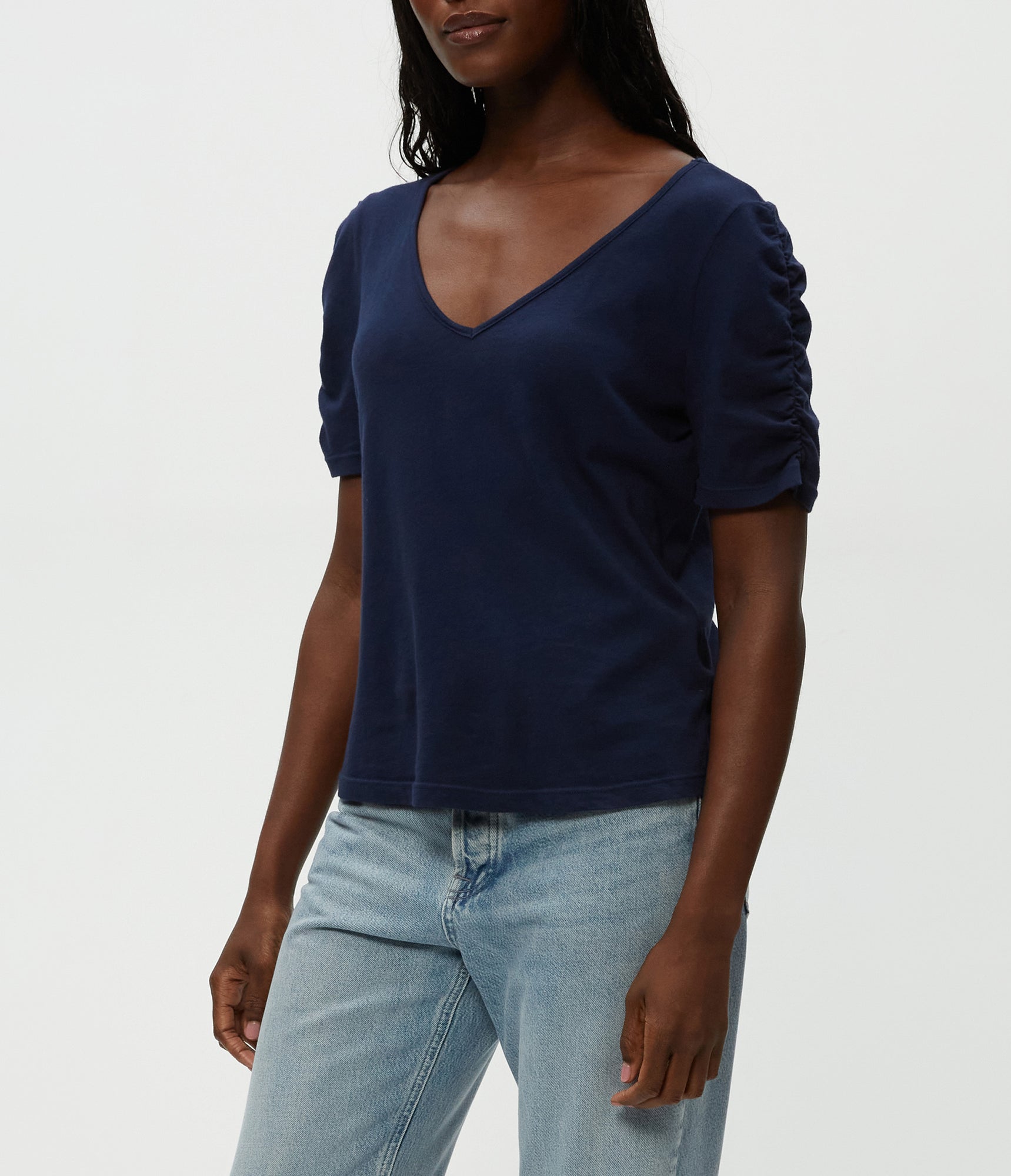 Josie V-Neck Ruched Tee | Nocturnal