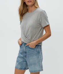 Hollis Criss Cross Tee | Heather Grey