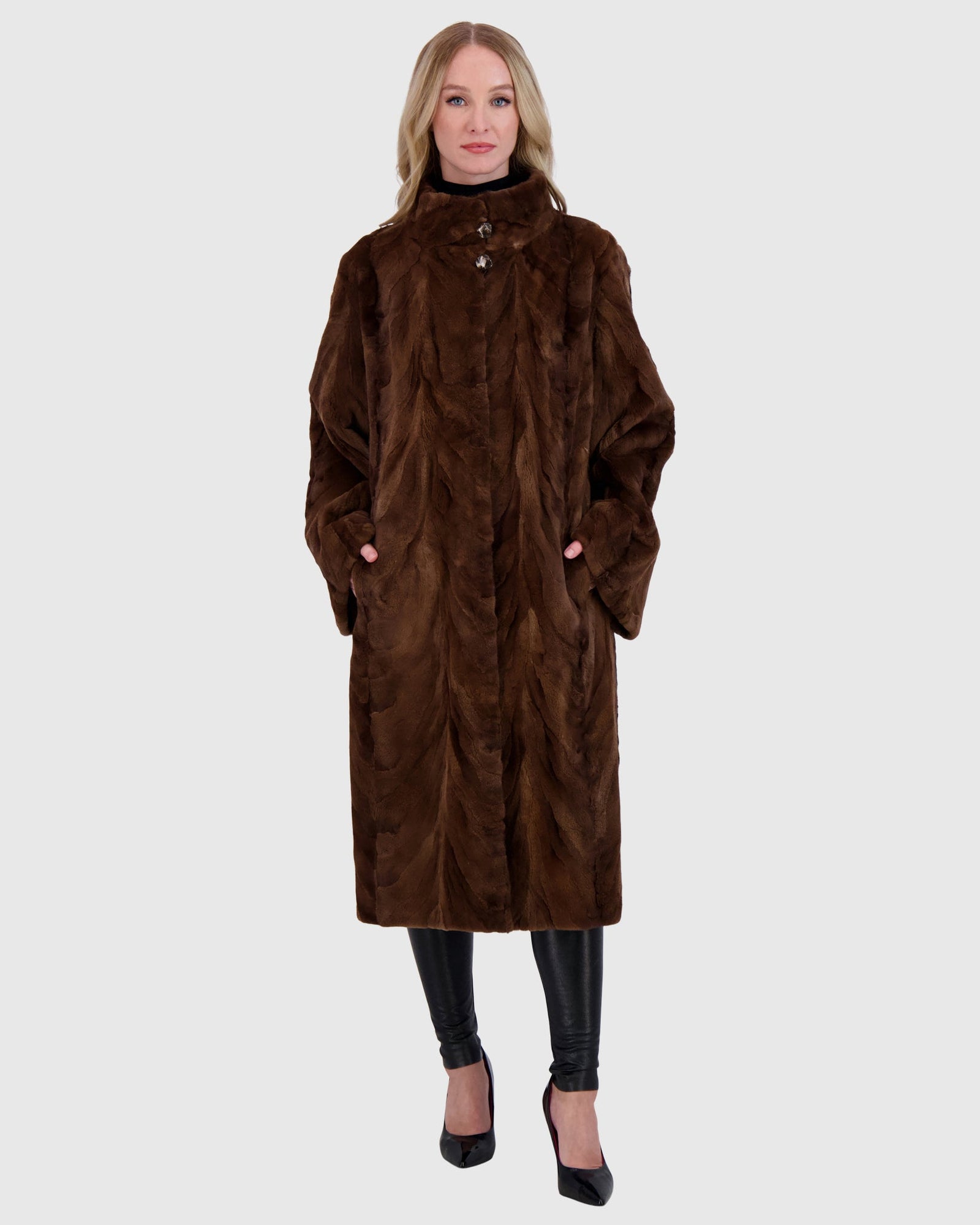 Mink Sections Short Coat | Scanbrown