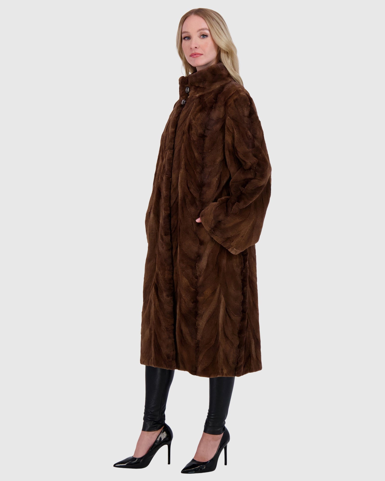 Mink Sections Short Coat | Scanbrown