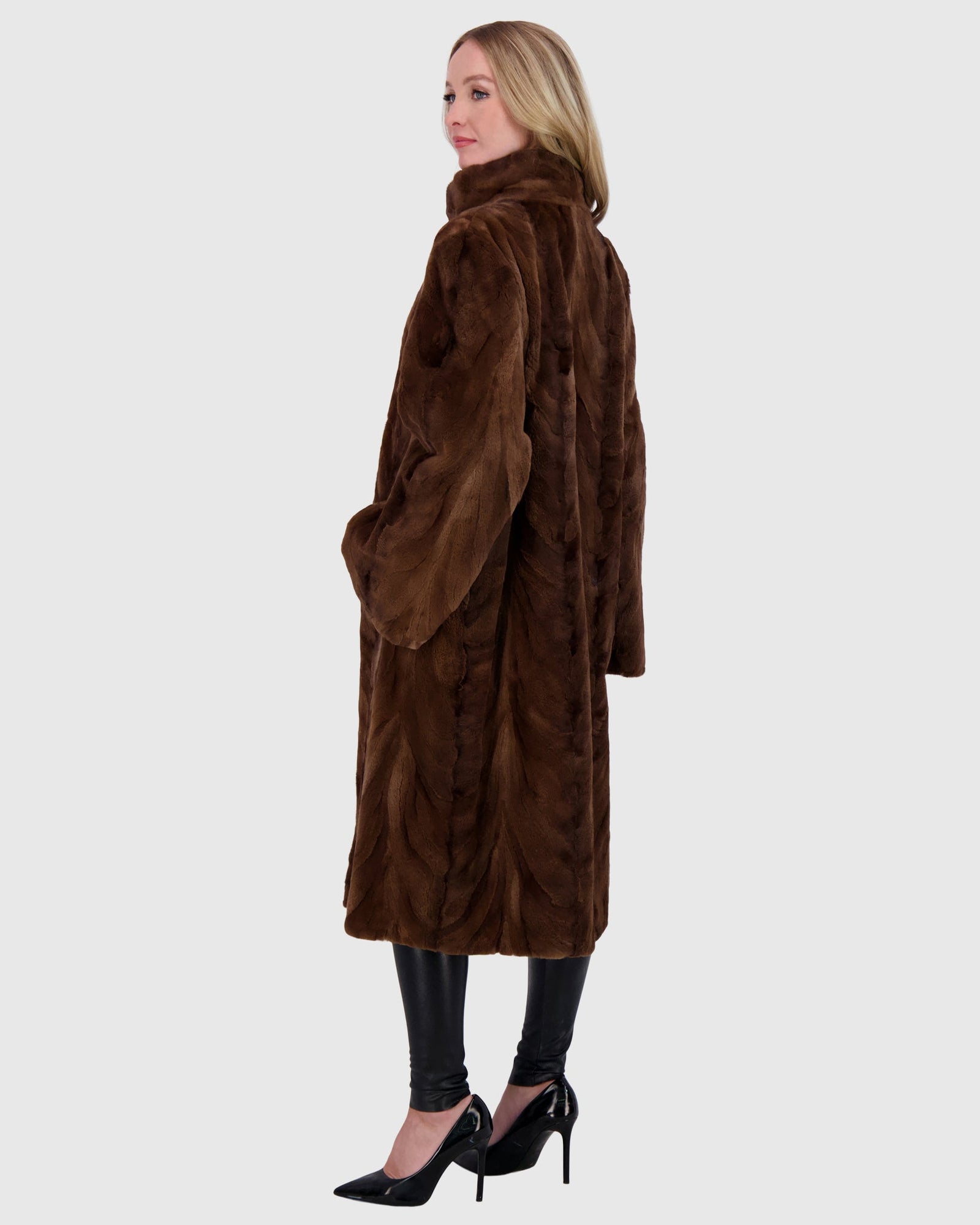 Mink Sections Short Coat | Scanbrown