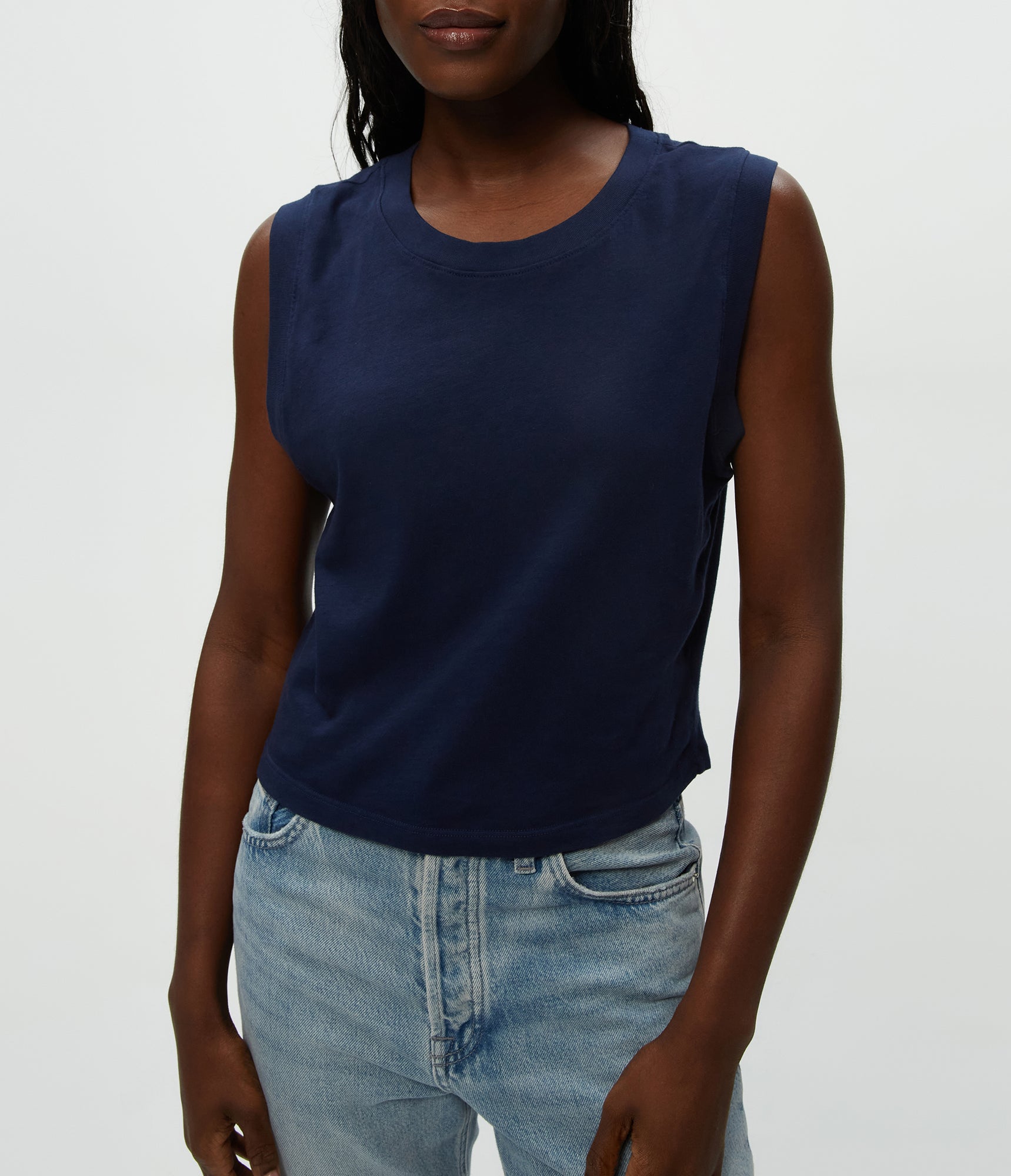 Johnnie Cropped Crew Neck Tank w/ Rib Trim | Nocturnal