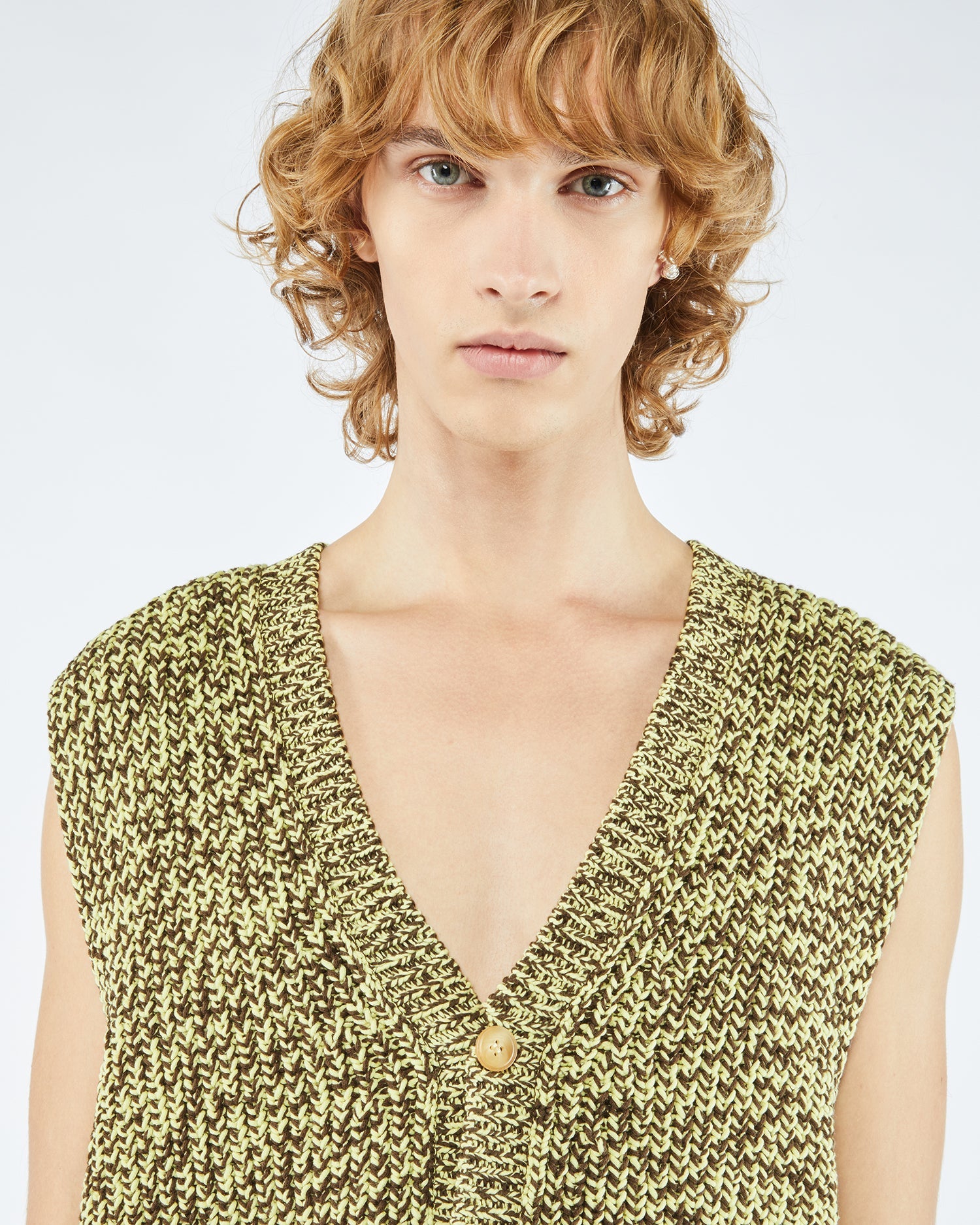 Mens | Dolan V-Neck Mouline Vest | Graphic Lime