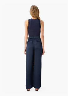 Kyley High Rise Hammered Silk Pant | Moody Blue