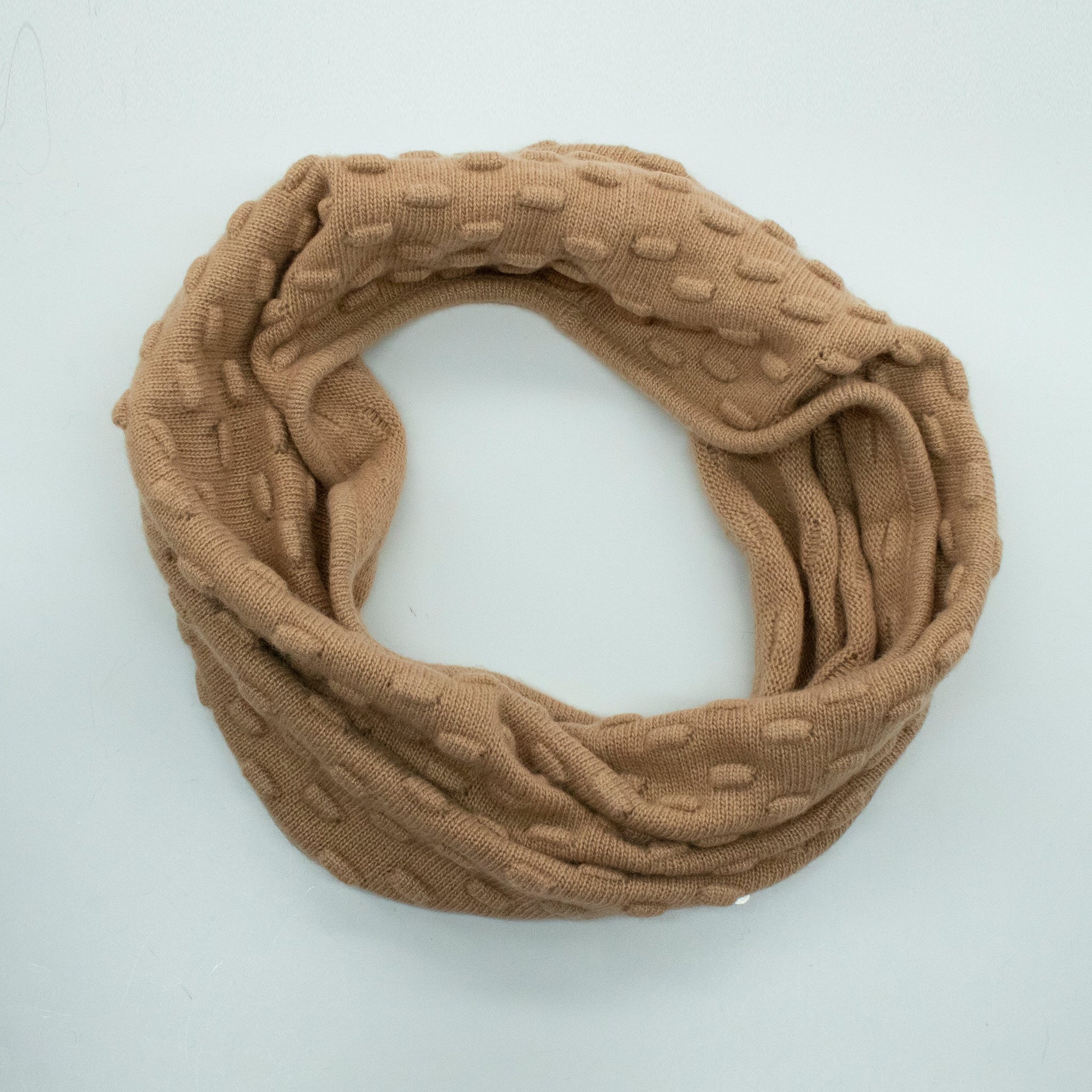 Neck Warmer In Popcorn Stitch | Camel