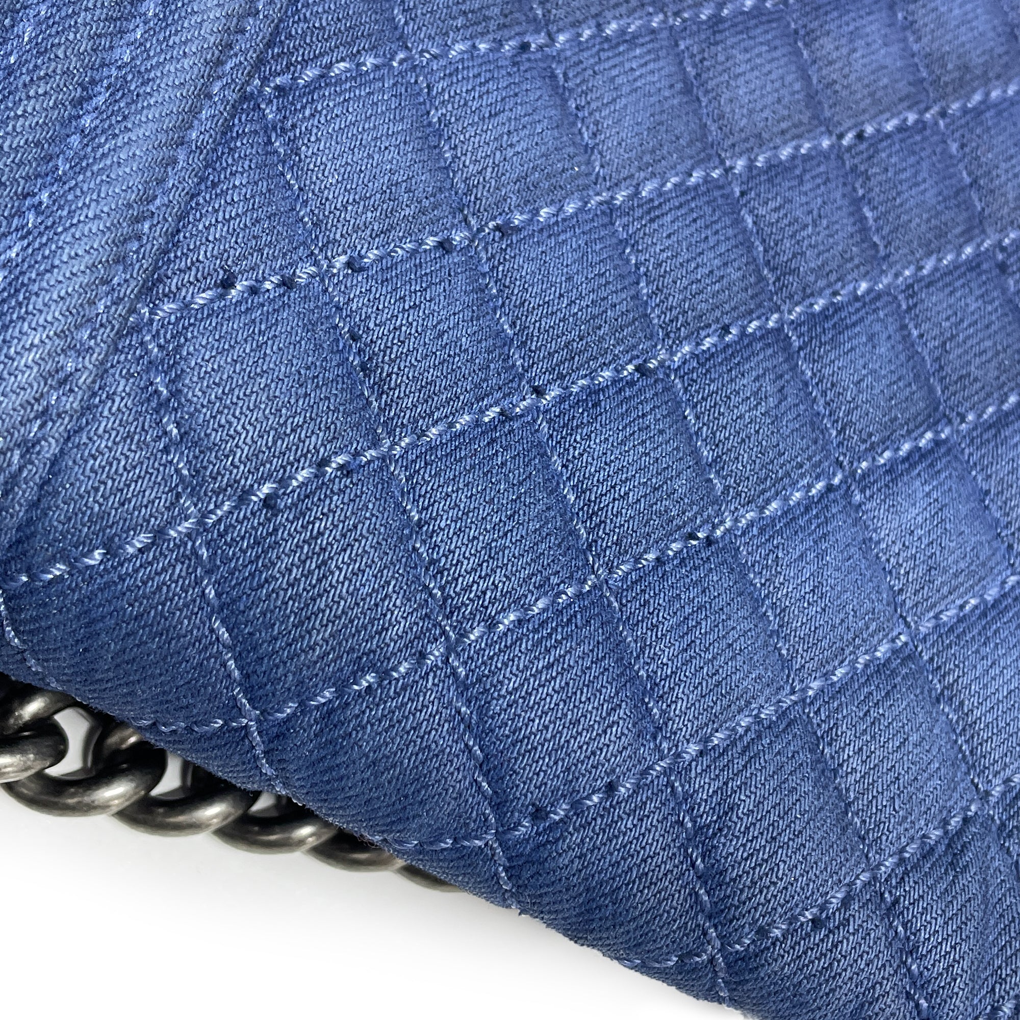 Chanel | Pre-Owned Large Quilted Denim Boy Flap | Blue/Denim