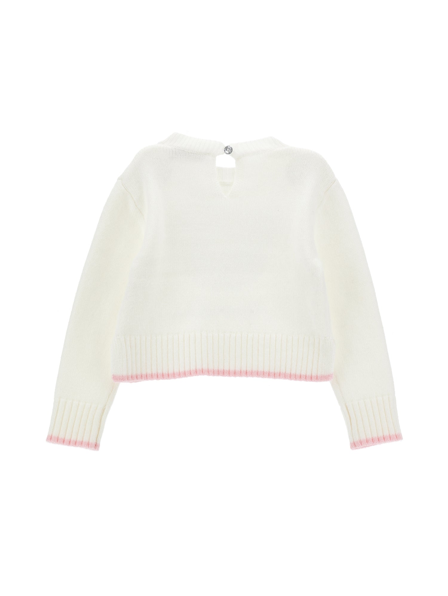Girls | Soft Sweater With Rhinestone Teddy Bear | Cream/FairyTale