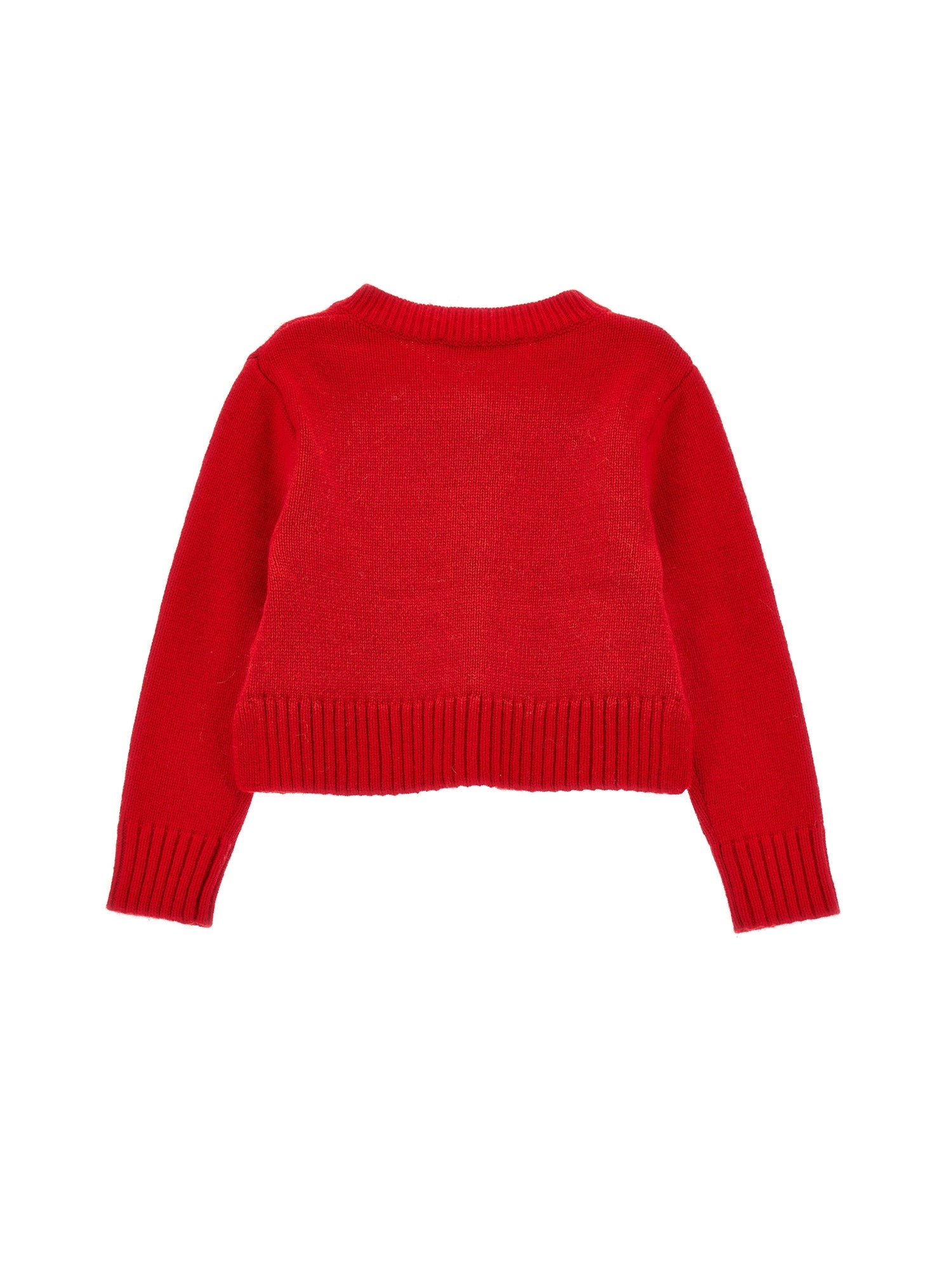 Girls | Soft Velvet Bow Cardigan | Ruby