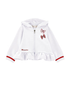 Girls | Open Hoodie With Rhinestones | White