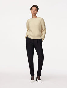 Another Tomorrow Cashmere Ribbed Sweater in Ivory – Cashmere Women's Knitwear