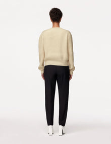 Another Tomorrow Cashmere Ribbed Sweater in Ivory – Cashmere Women's Knitwear