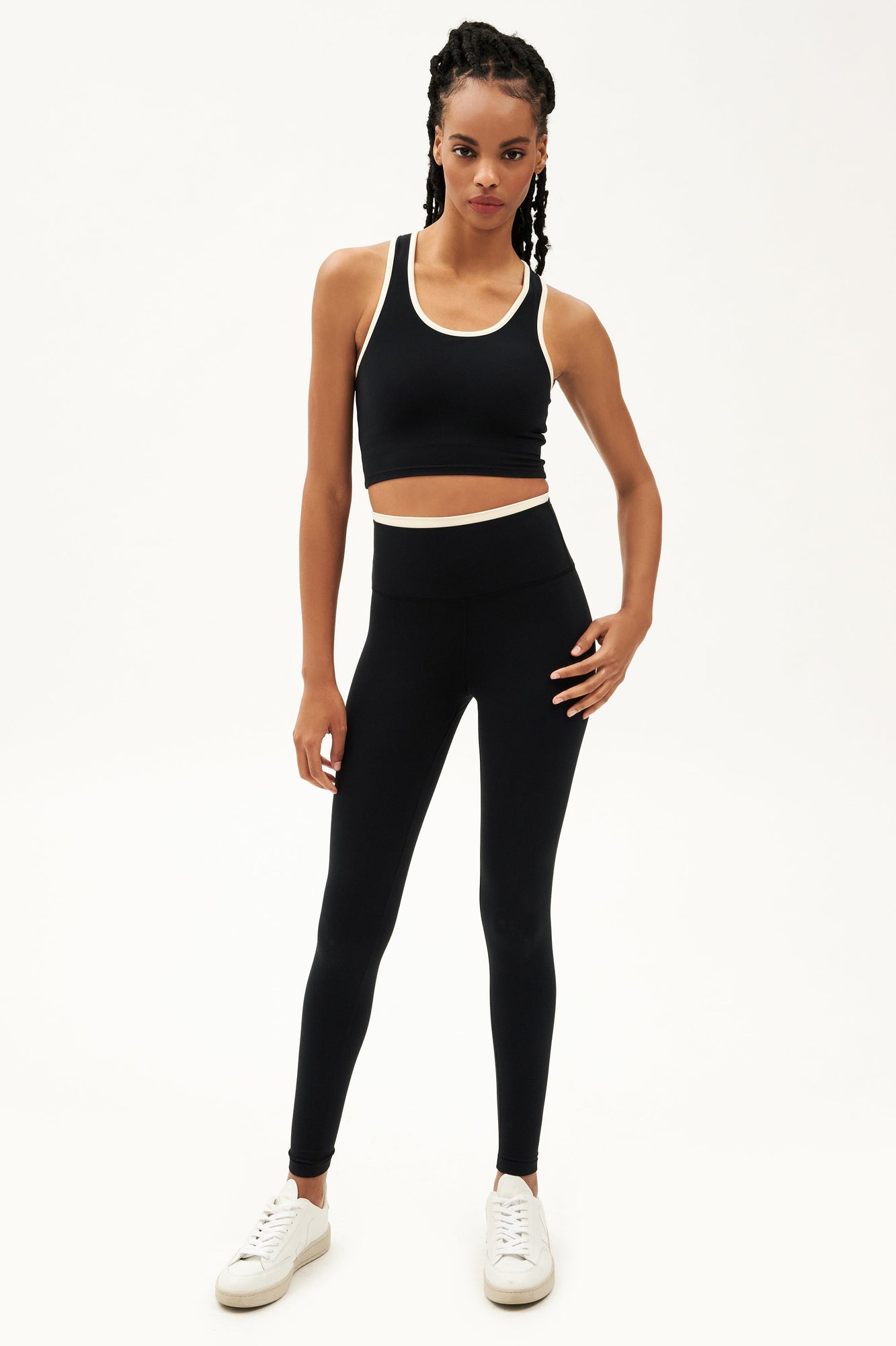 Dual High Waist Airweight 7/8 | Black x Creme