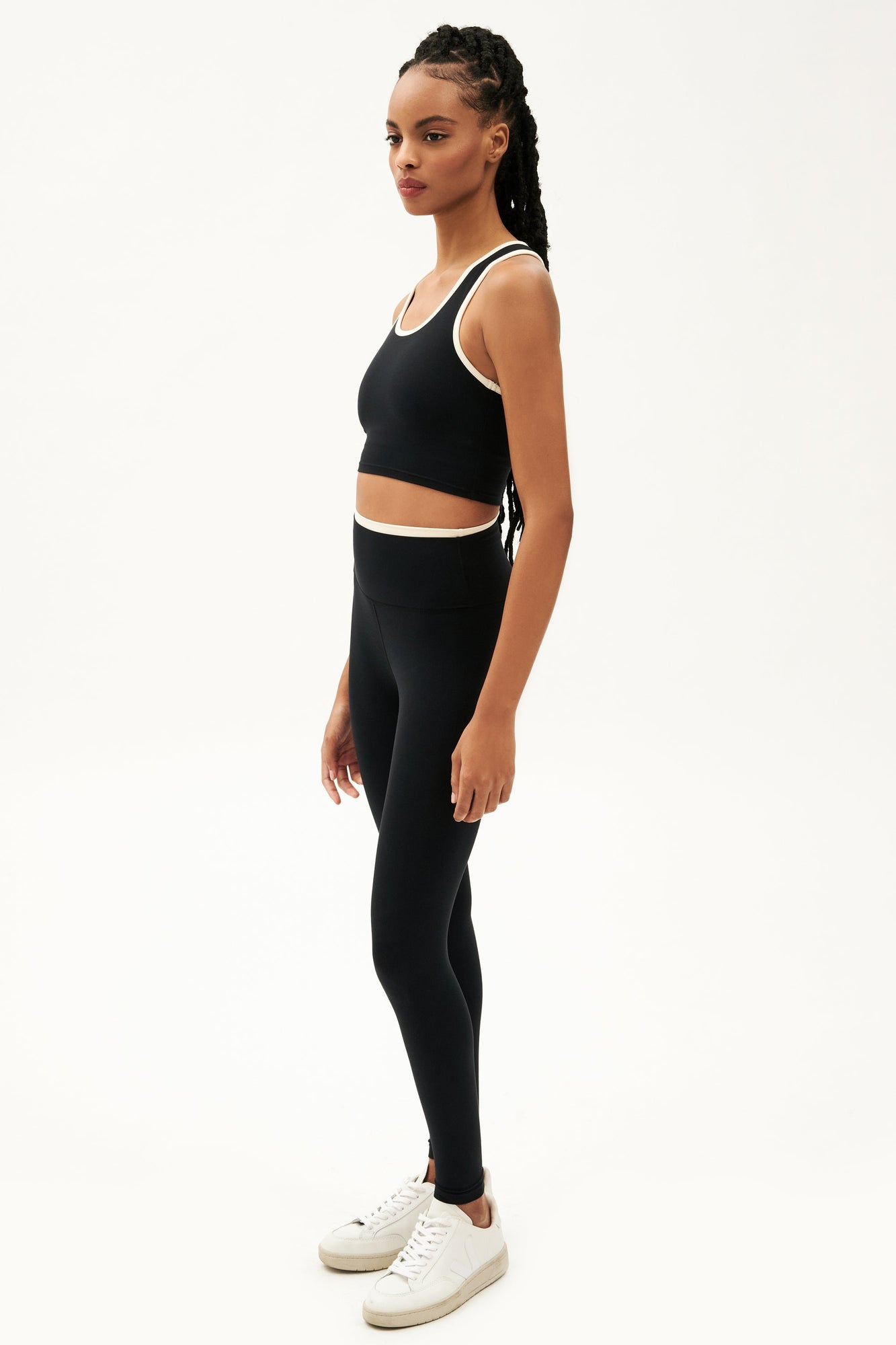 Dual High Waist Airweight 7/8 | Black x Creme
