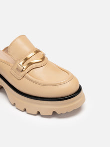College Style Half-drag Loafers | Camel