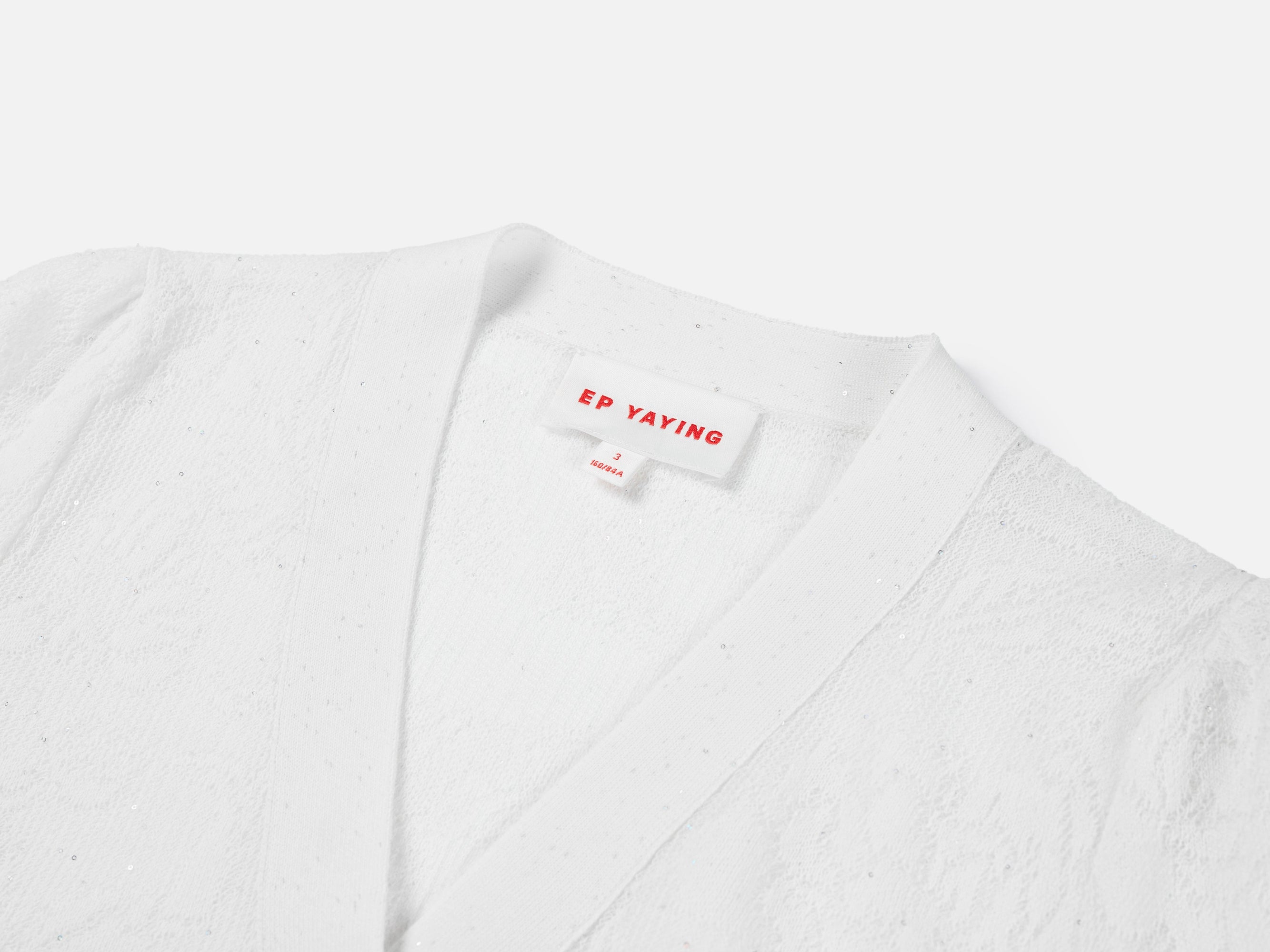 Embossed Slim Knit Cardigan | White