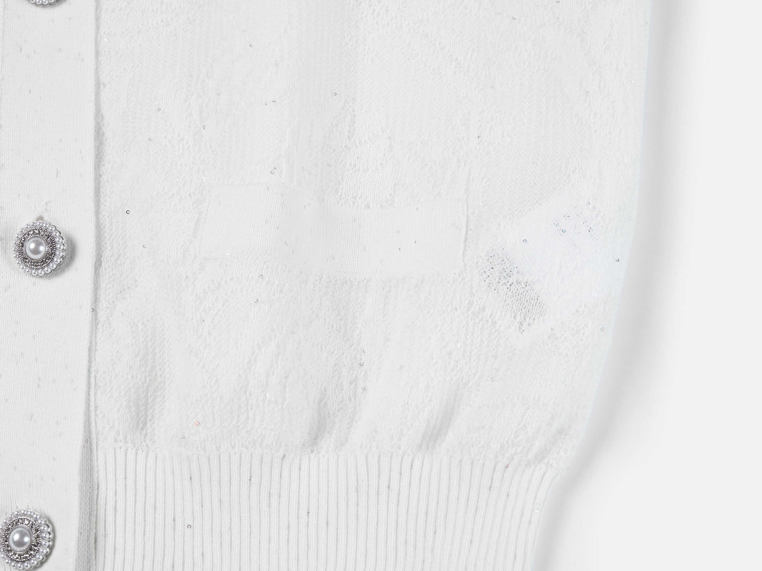 Embossed Slim Knit Cardigan | White