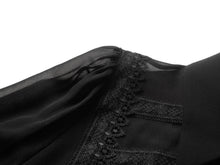 Semi-Sheer Button-Down Blouse | Black