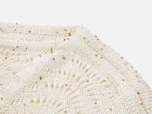 Sequin Embroidery Designer Cropped Knit Top | White