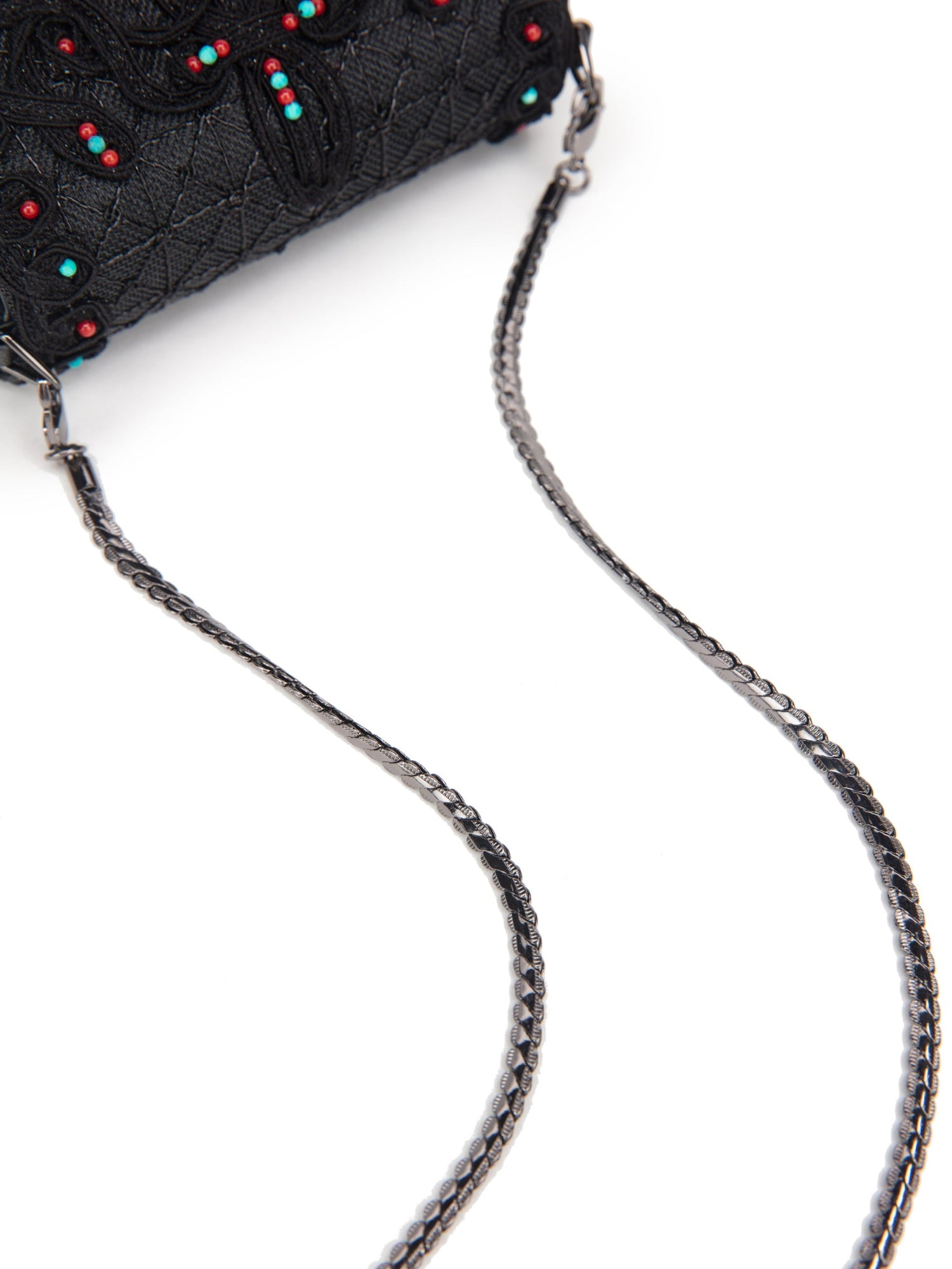 Beaded Textured Handbag | Black