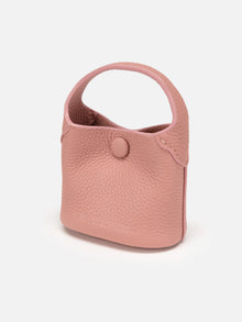 Leather Earphone Case Magnetic Snap Mini Bag Charm | Pink