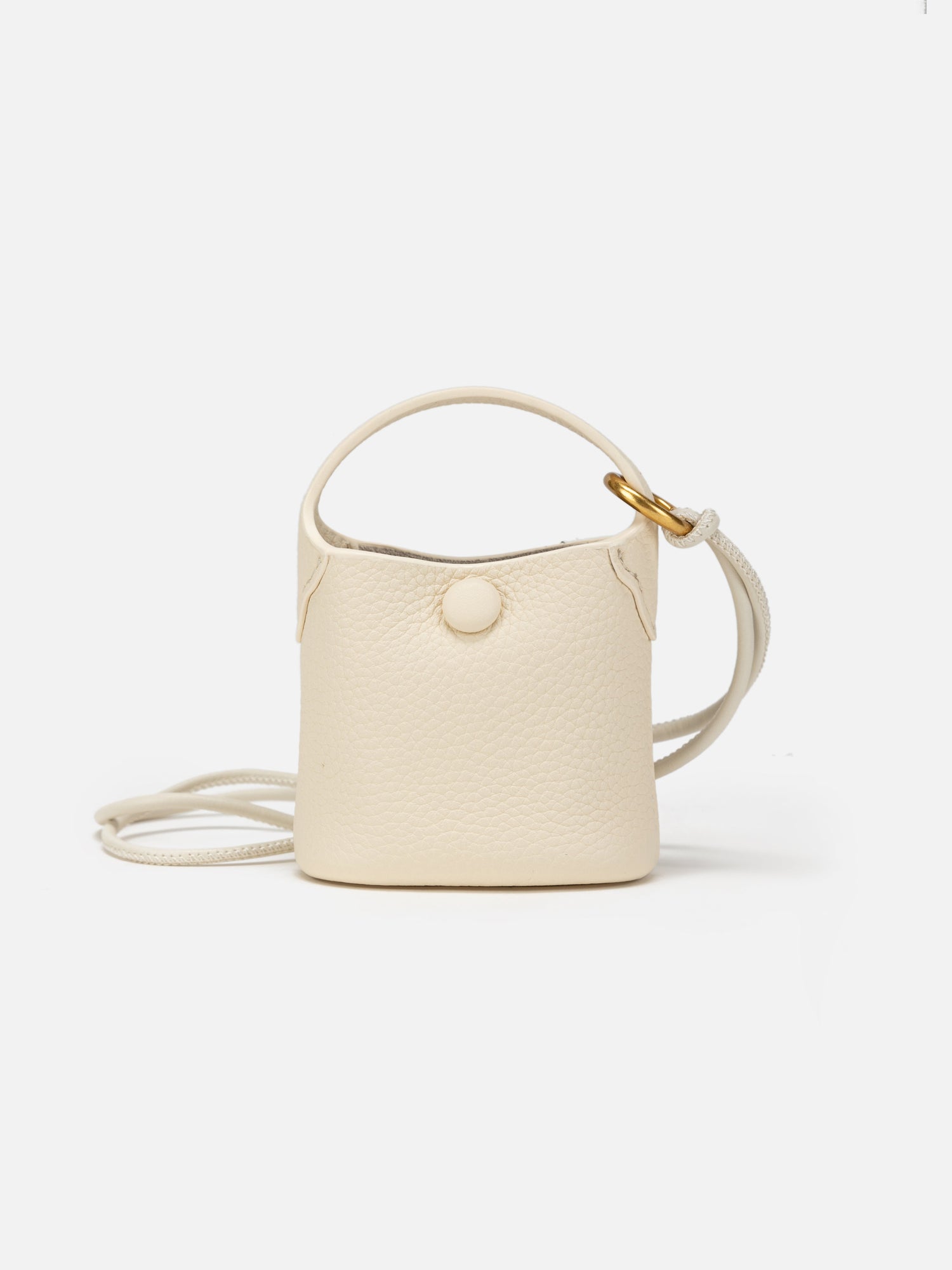 Leather Earphone Case Magnetic Snap Mini Bag Charm | White