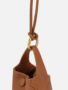 Leather Earphone Case Magnetic Snap Mini Bag Charm | Brown