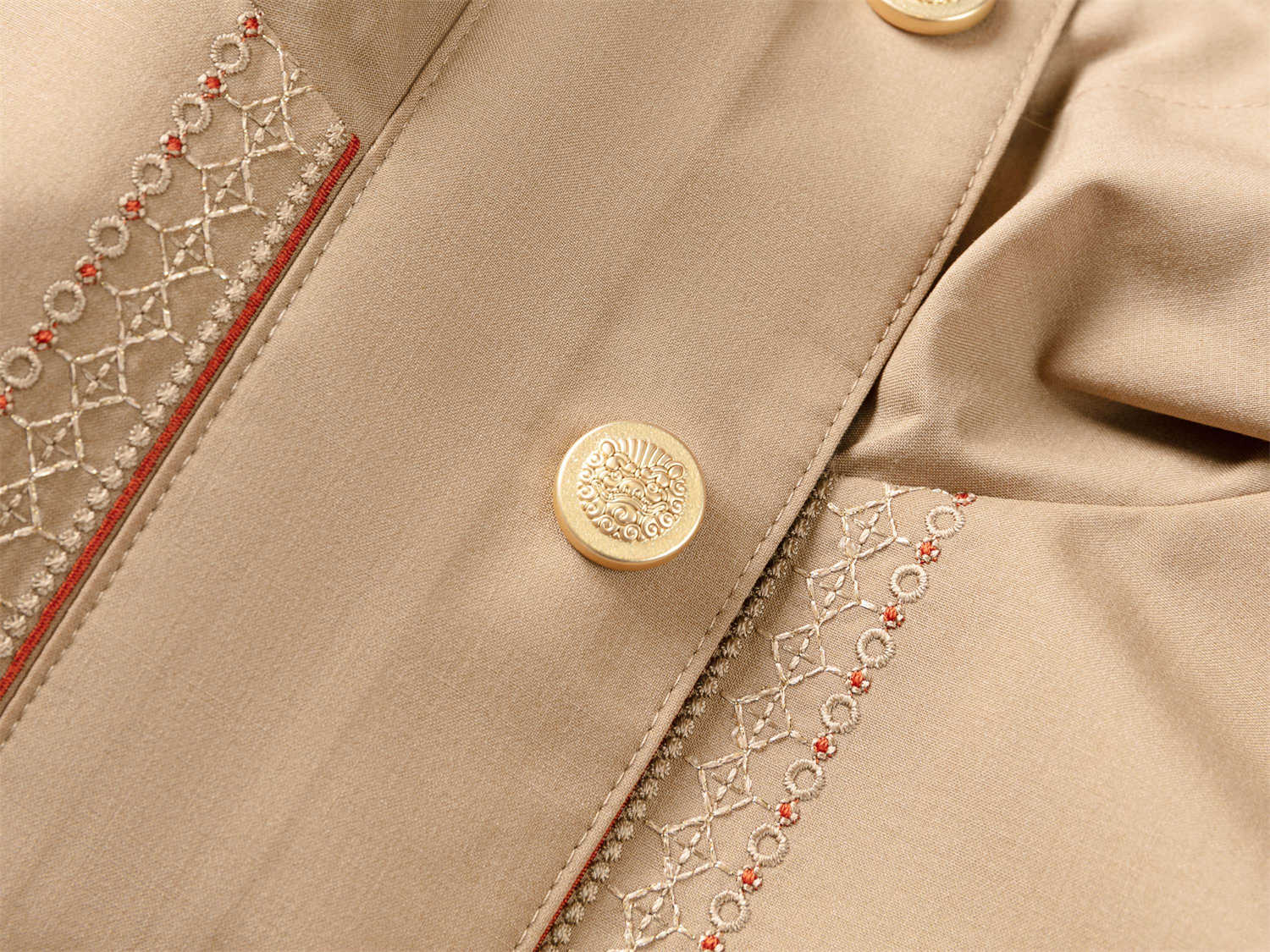 Silk and Wool Trench Coat | Khaki