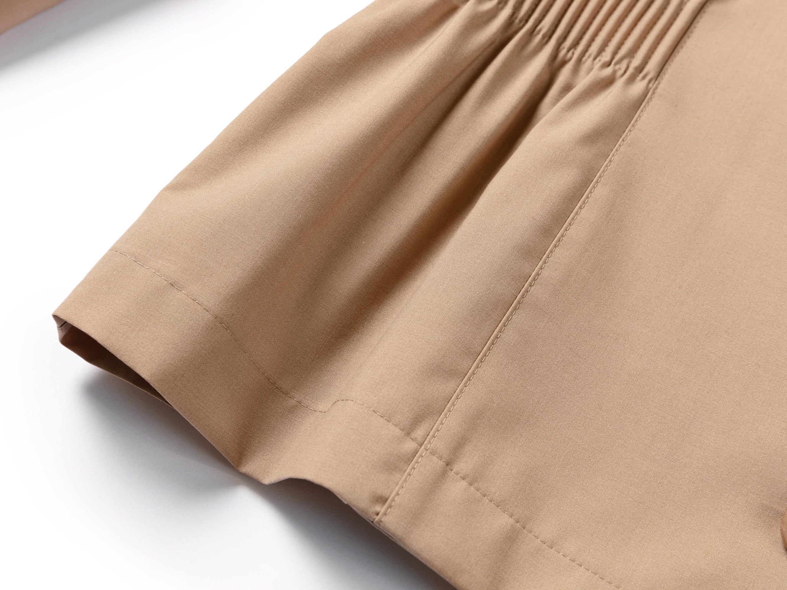 Wool-Silk Blend Cinched Waist Coat | Khaki