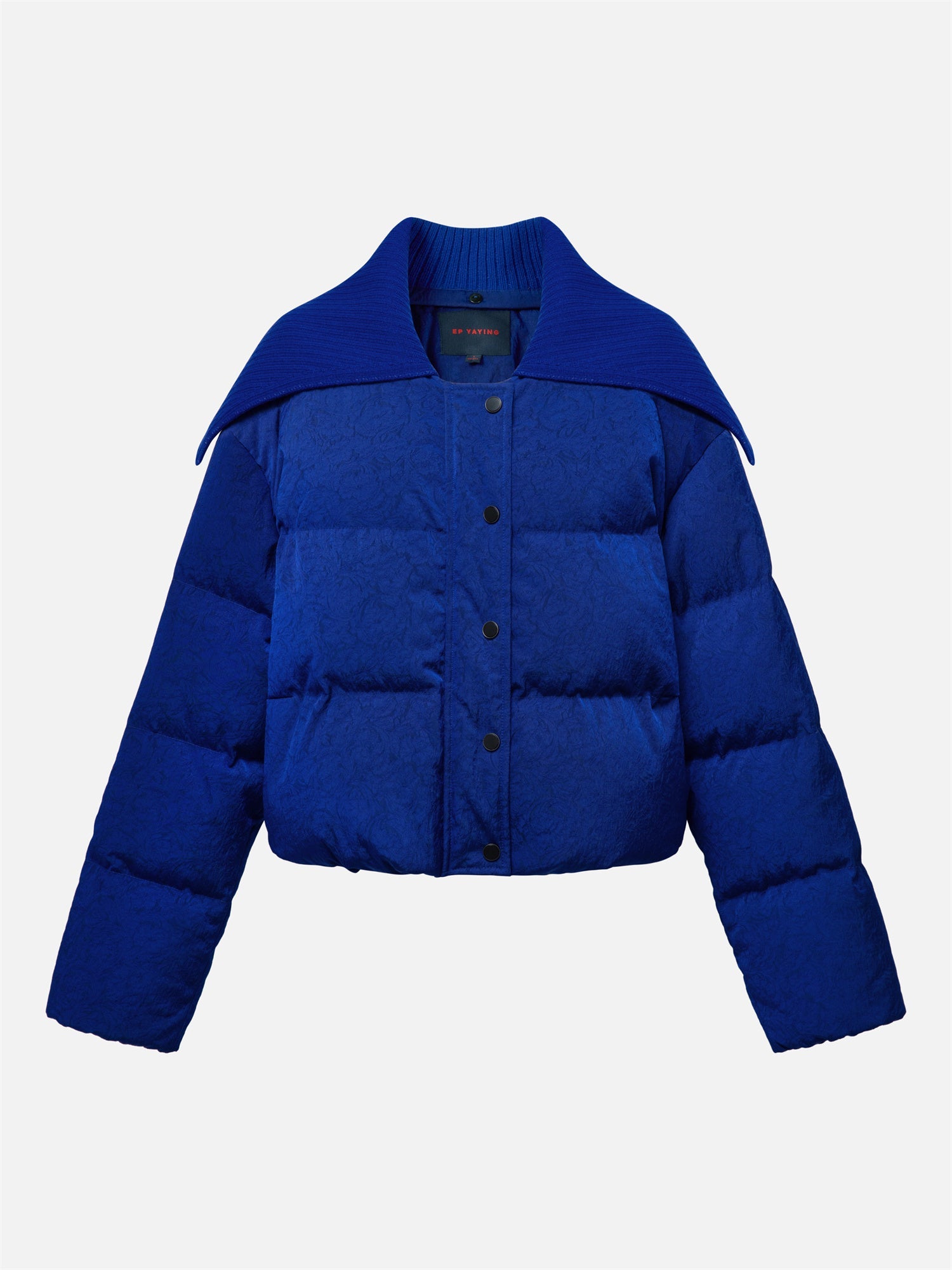 Velvet-Texture Pleated Down Jacket | Blue