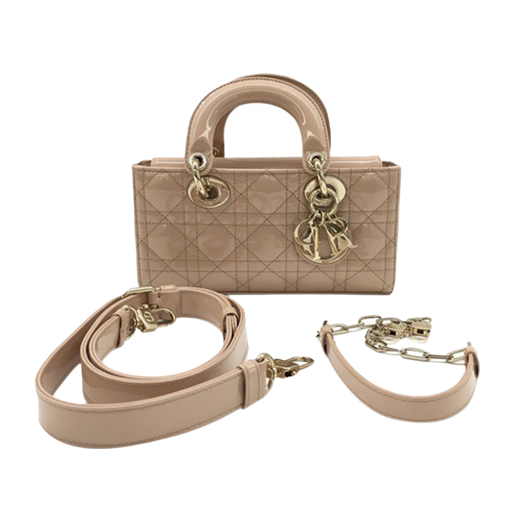 Dior | Pre-Owned Small Patent Cannage Lady D-Joy | Brown/Beige