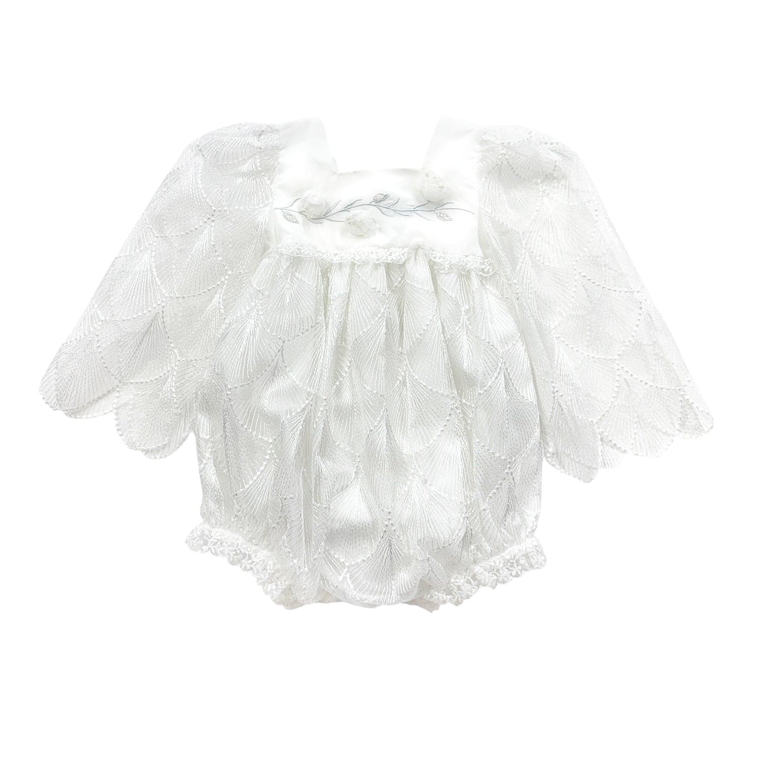 Girl | Faith Scallop Lace Romper | White