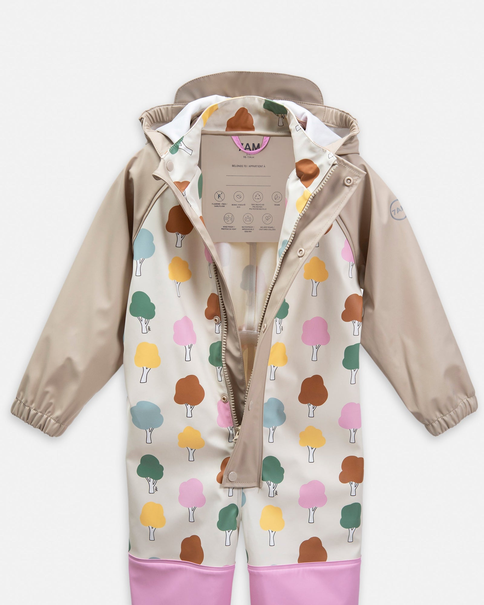 Rain Coverall | Rainy Trees Beige