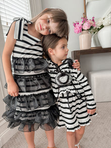 Baby Girls | Monaco and Striped Cardigan | Black & White