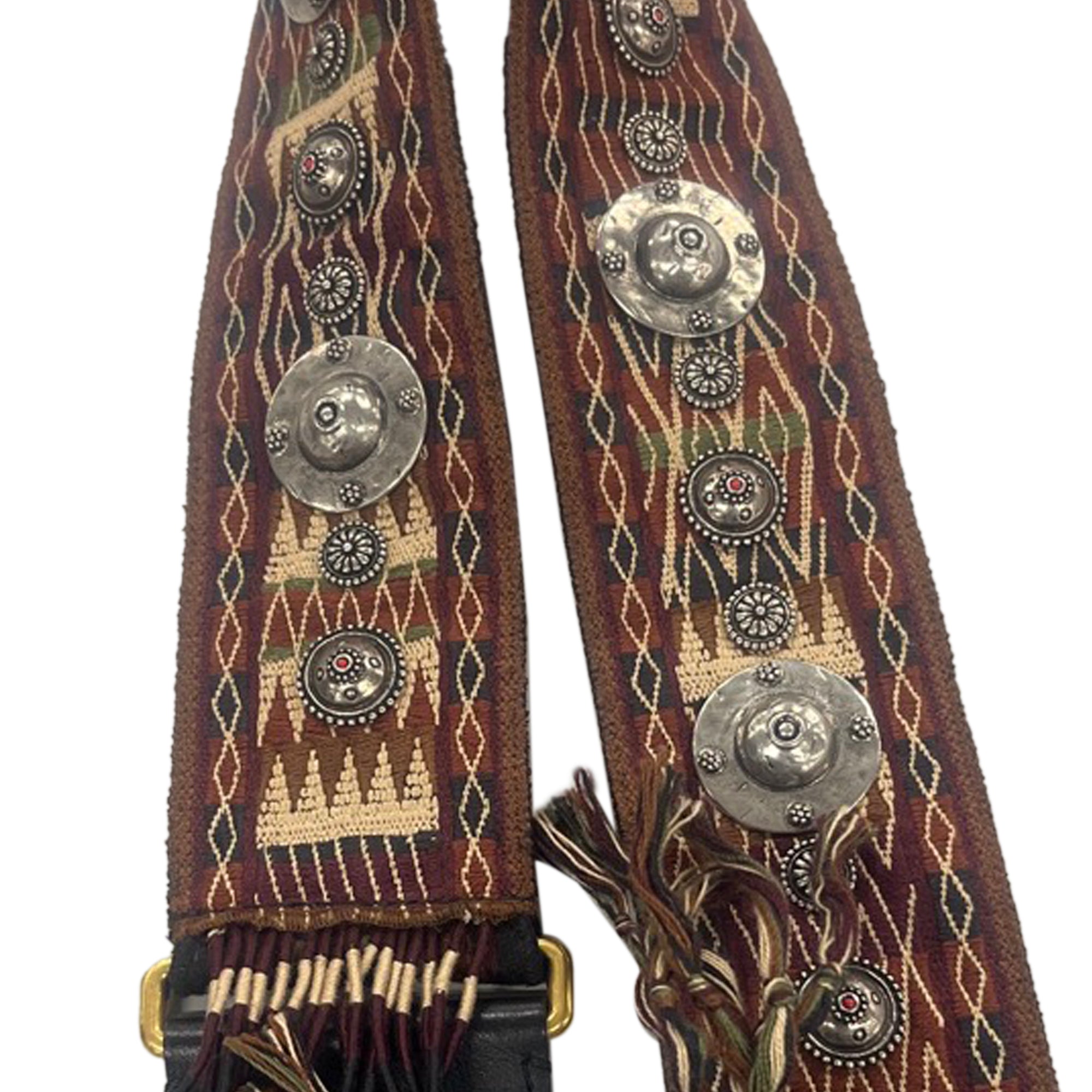 Dior | Pre-Owned Embroidered Canvas Bohemian Fringe Strap | Brown