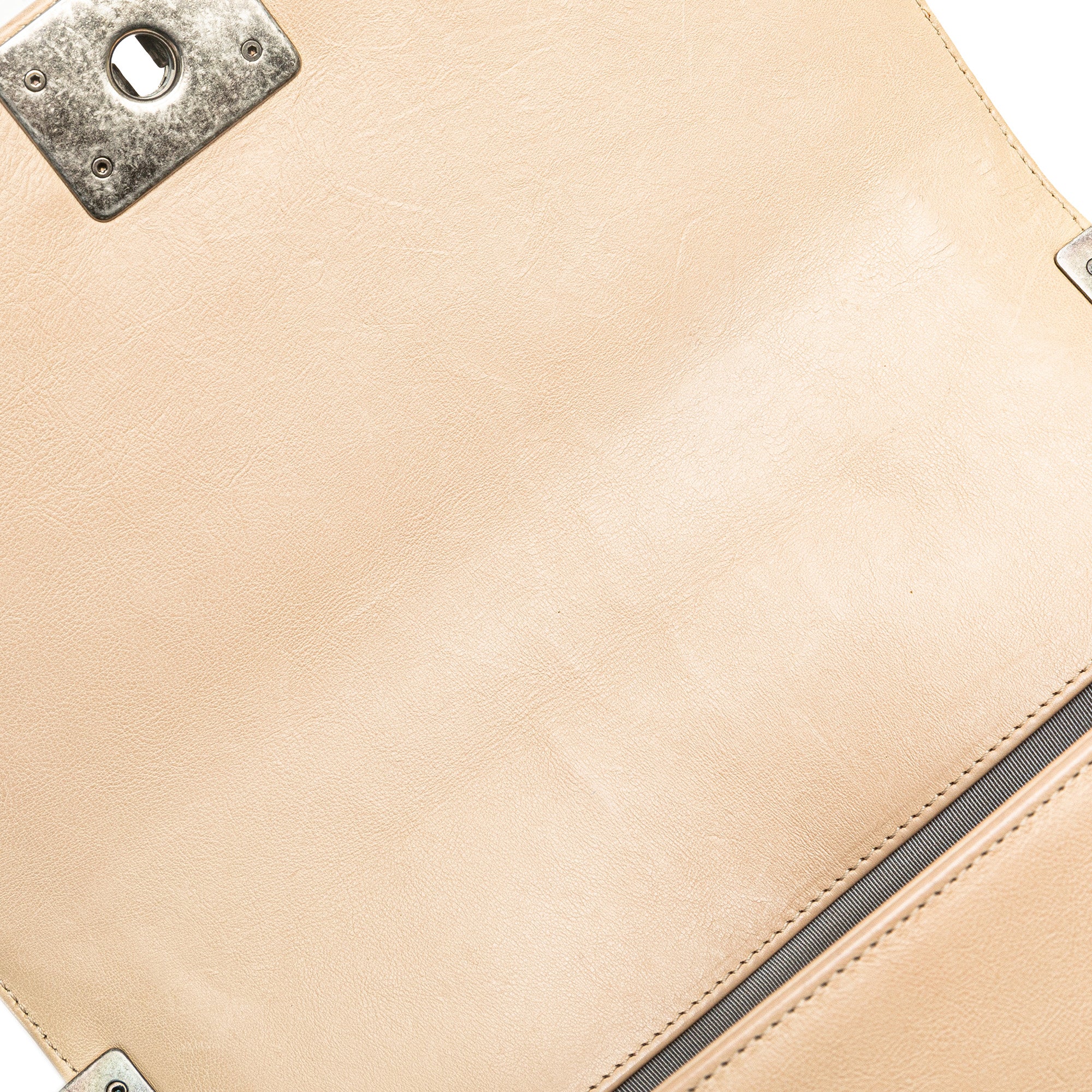 Chanel | Pre-Owned Old Medium Aged Calfskin Double Stitch Boy Flap | Brown/Beige