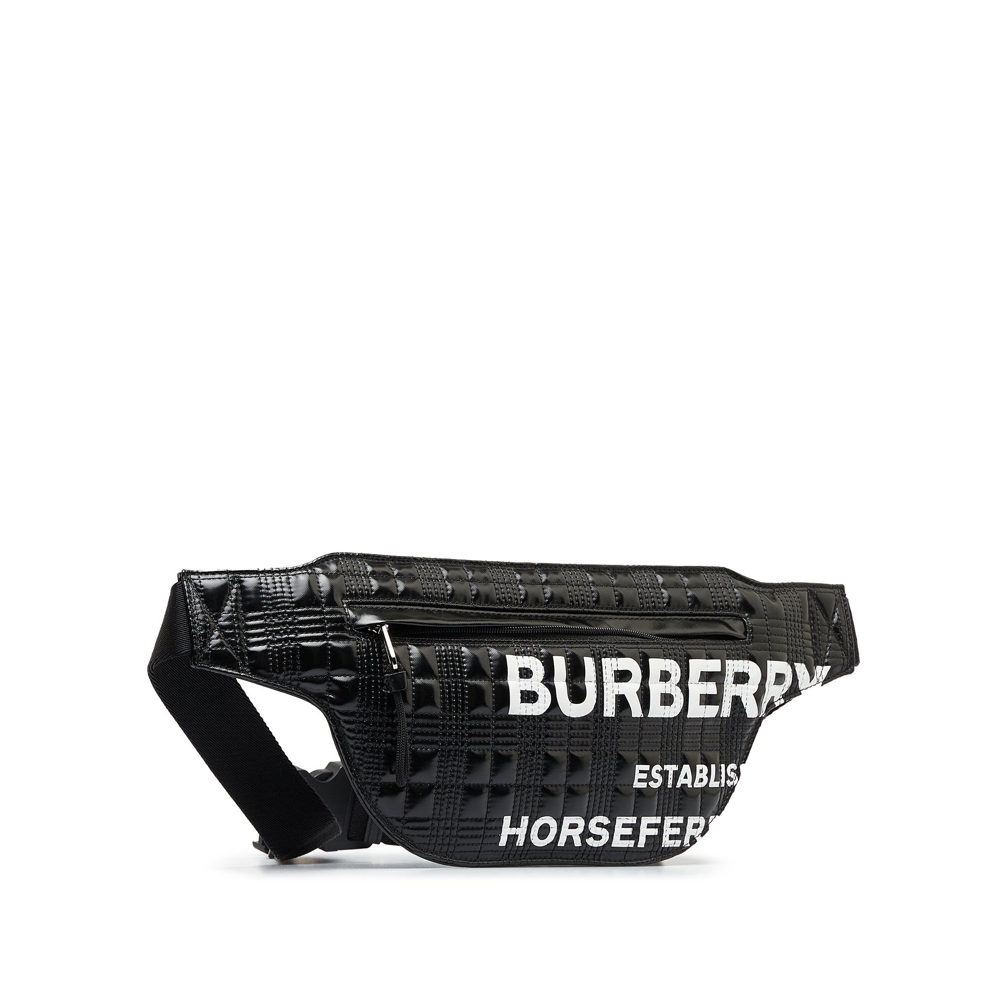 Burberry | Pre-Owned Quilted Horseferry Print Belt Bag | Black