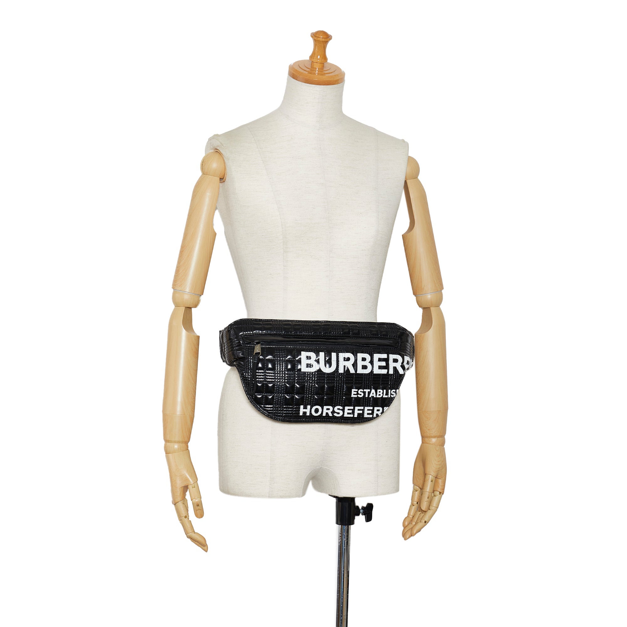 Burberry | Pre-Owned Quilted Horseferry Print Belt Bag | Black