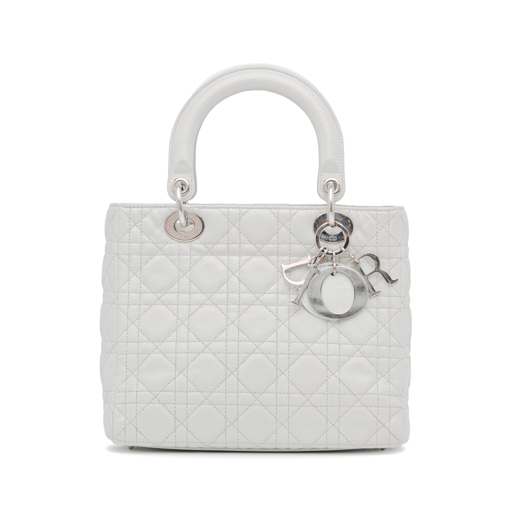 Dior Pre-Owned Medium Lambskin Cannage Lady Dior | Women | White