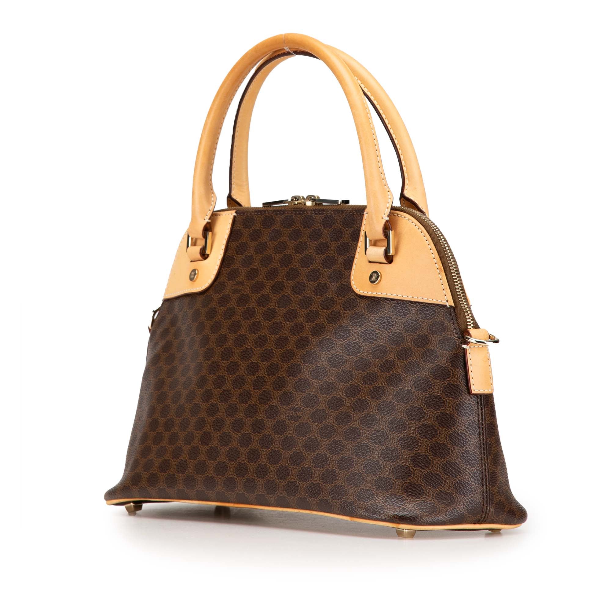 Celine | Pre-Owned Macadam Coated Canvas Satchel | Brown