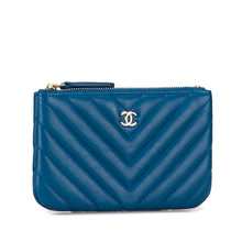 Chanel | Pre-Owned Chevron Lambskin O Case Pouch | Blue