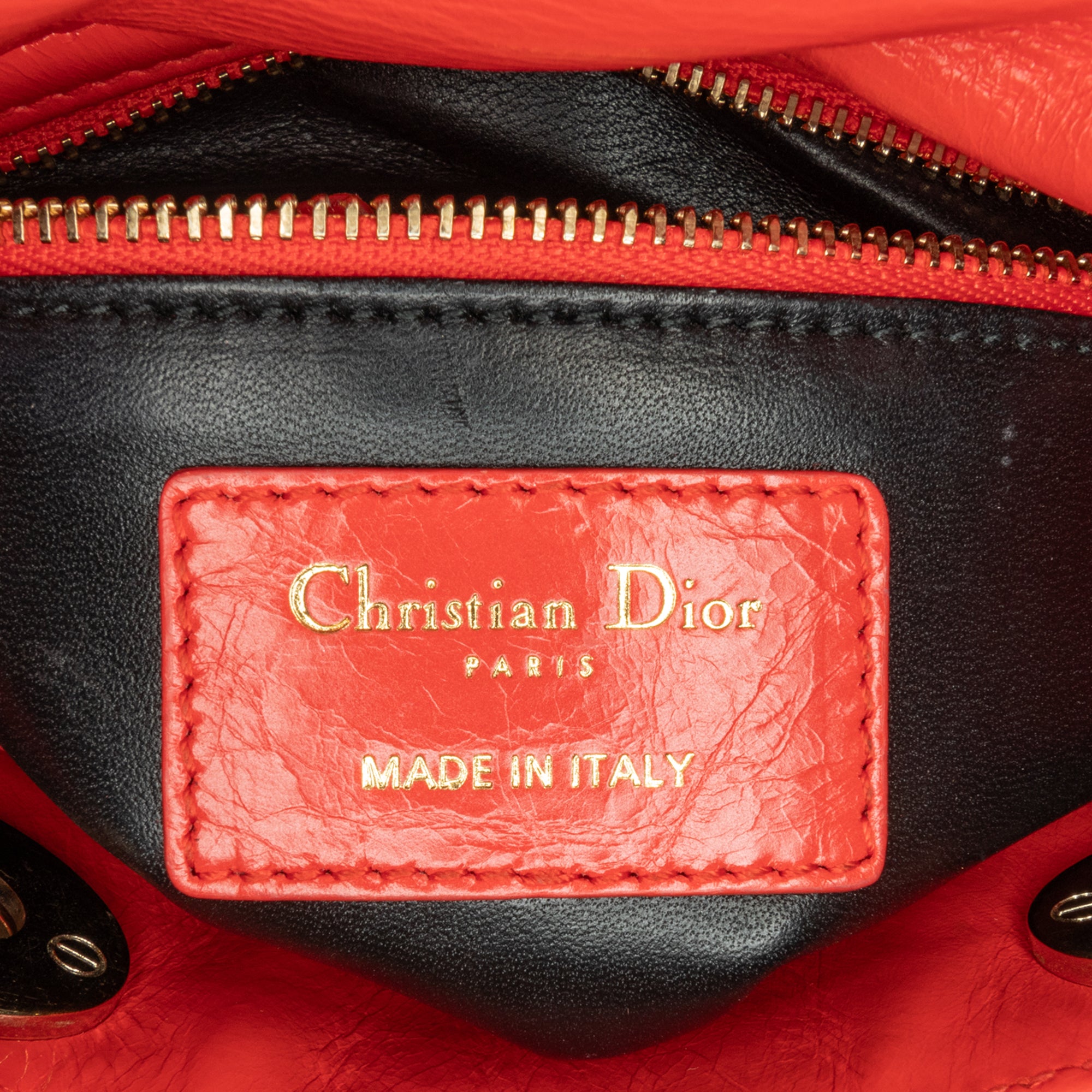 Dior | Pre-Owned Mini Calfskin Sequin Embellished Lady - II | Red