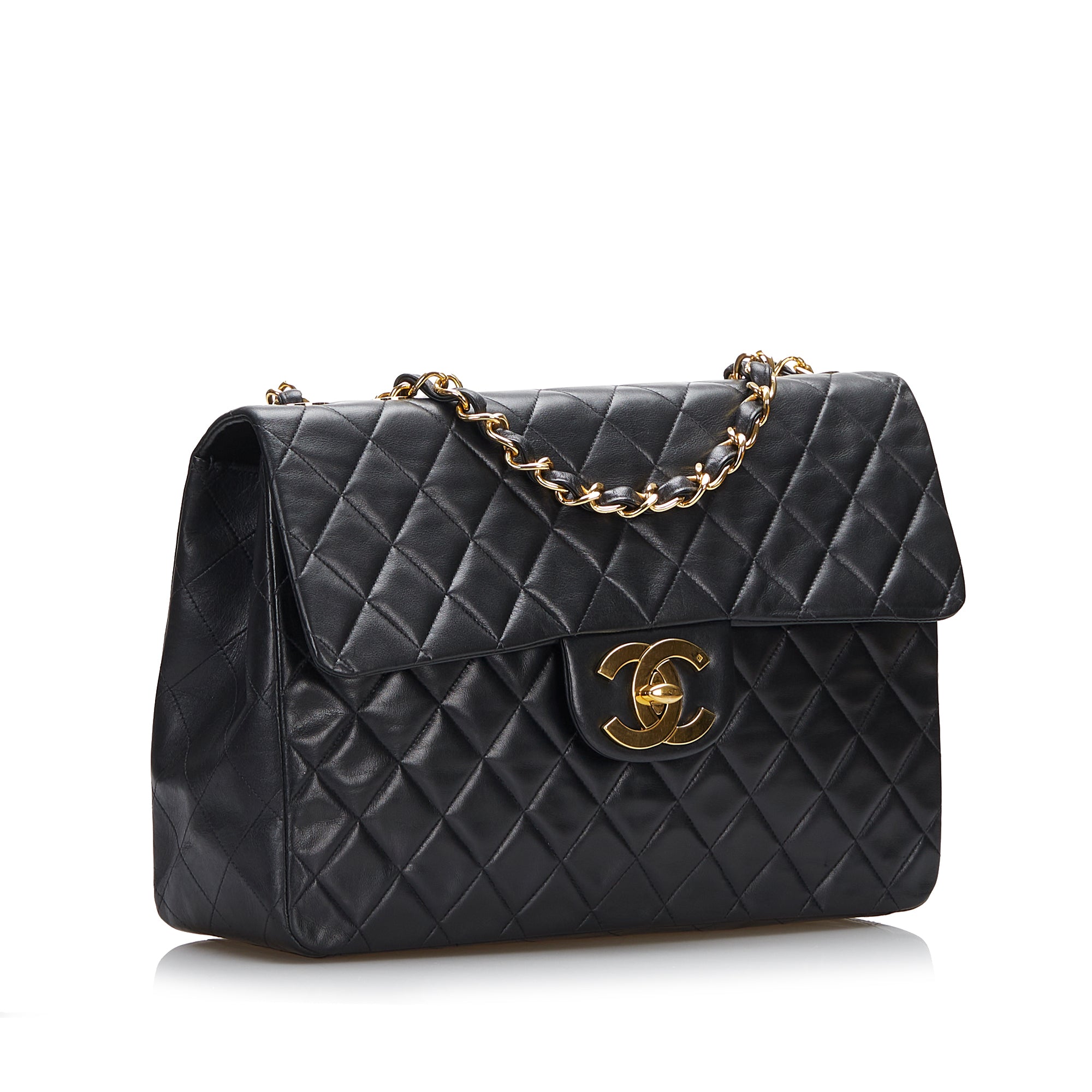 Chanel Pre-Owned Maxi XL Classic Lambskin Single Flap | Women | Black (V1)