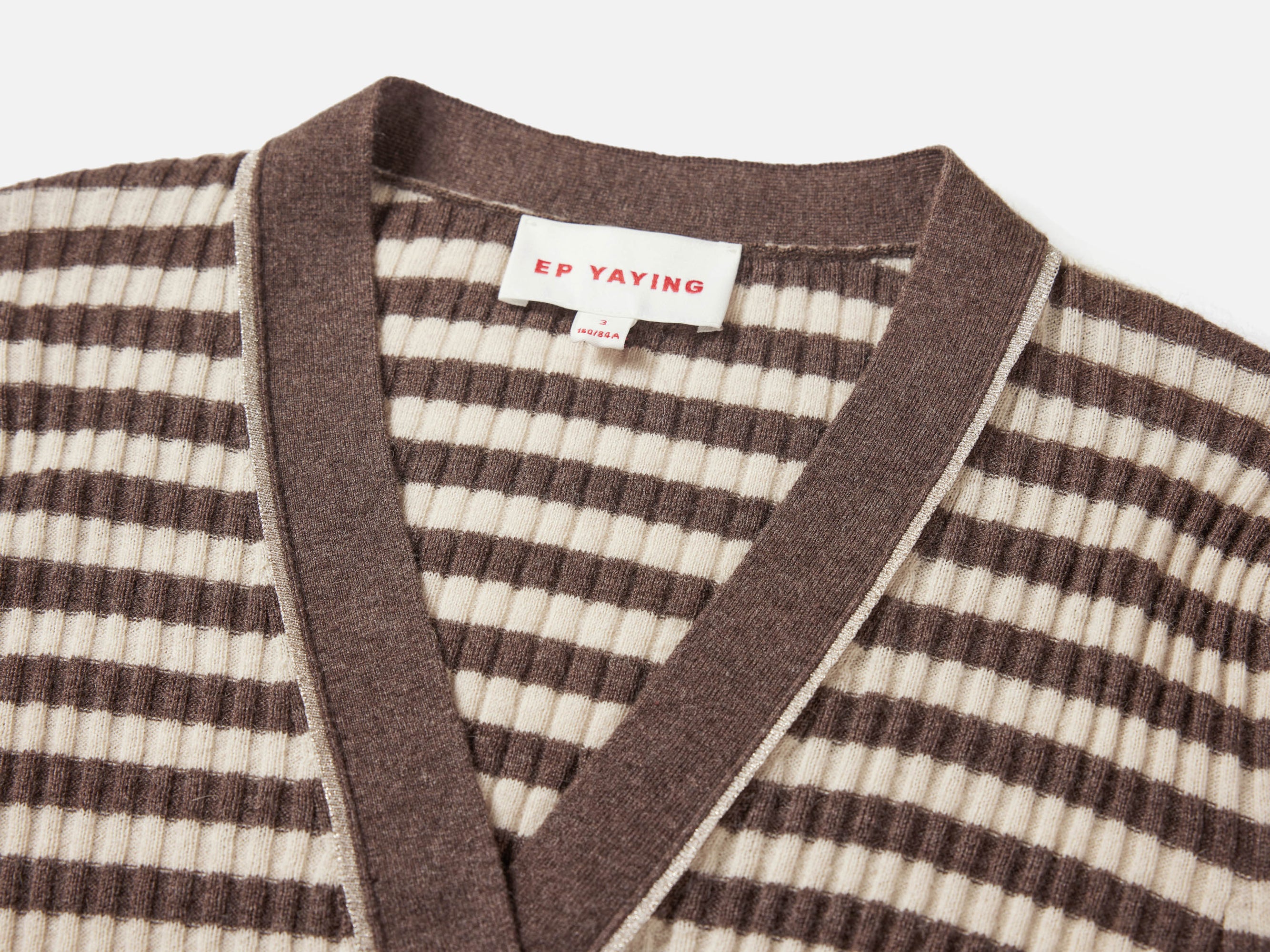 Striped Knitted Cardigan | Brown