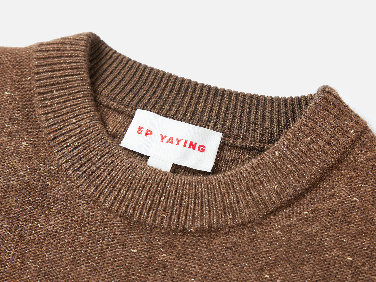 Round-Neck Yak Wool Knit Top | Brown