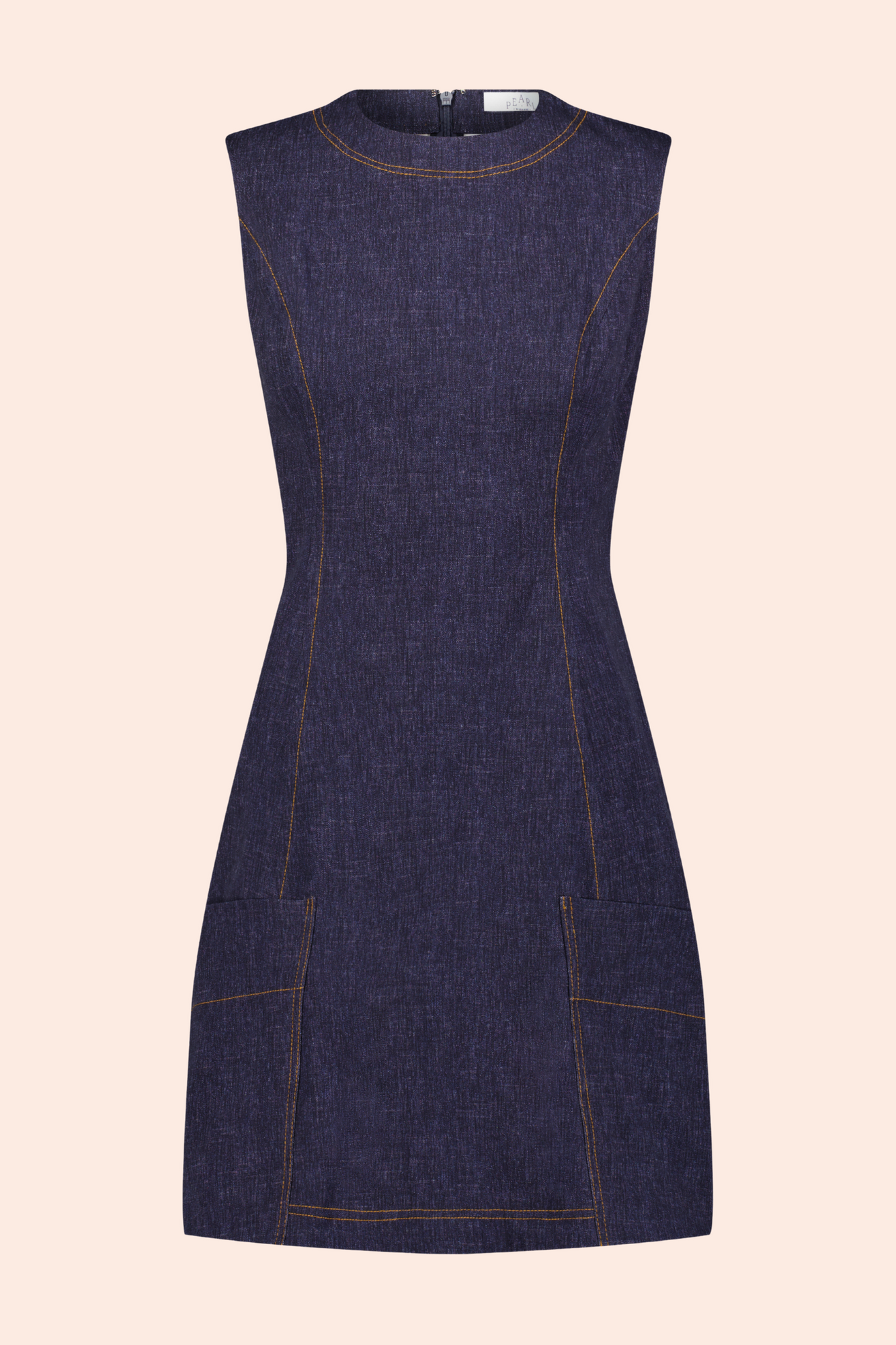 Stretch Denim Seamed A-Line Dress | Midnight