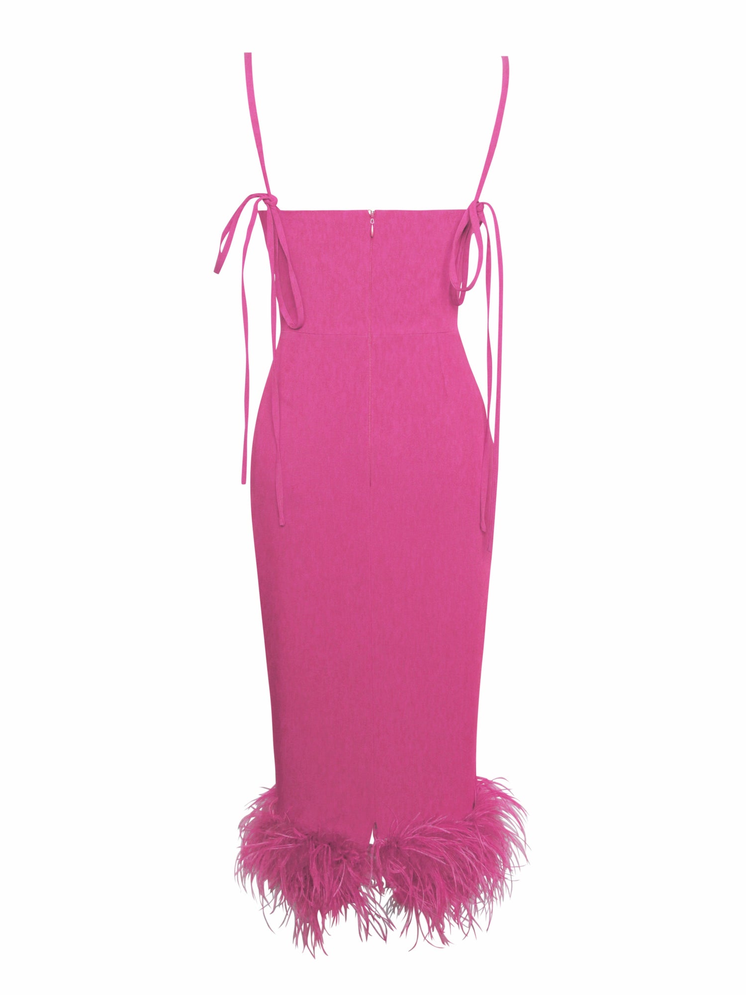 Fiona Feather Trim Bottom Maxi Dress | Fuchsia