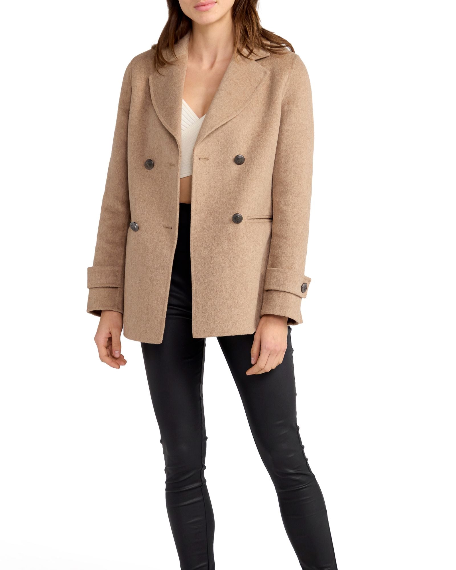 Women | Forget You Wool Blend Military Peacoat | Oat